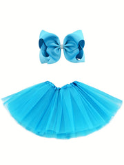 Girls Tulle Tutu Skirt & Bow Headdress Ballet Dressing Up Kid Tutu Skirt