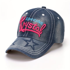 Pentagram Embroidery Distressed Baseball Cap
