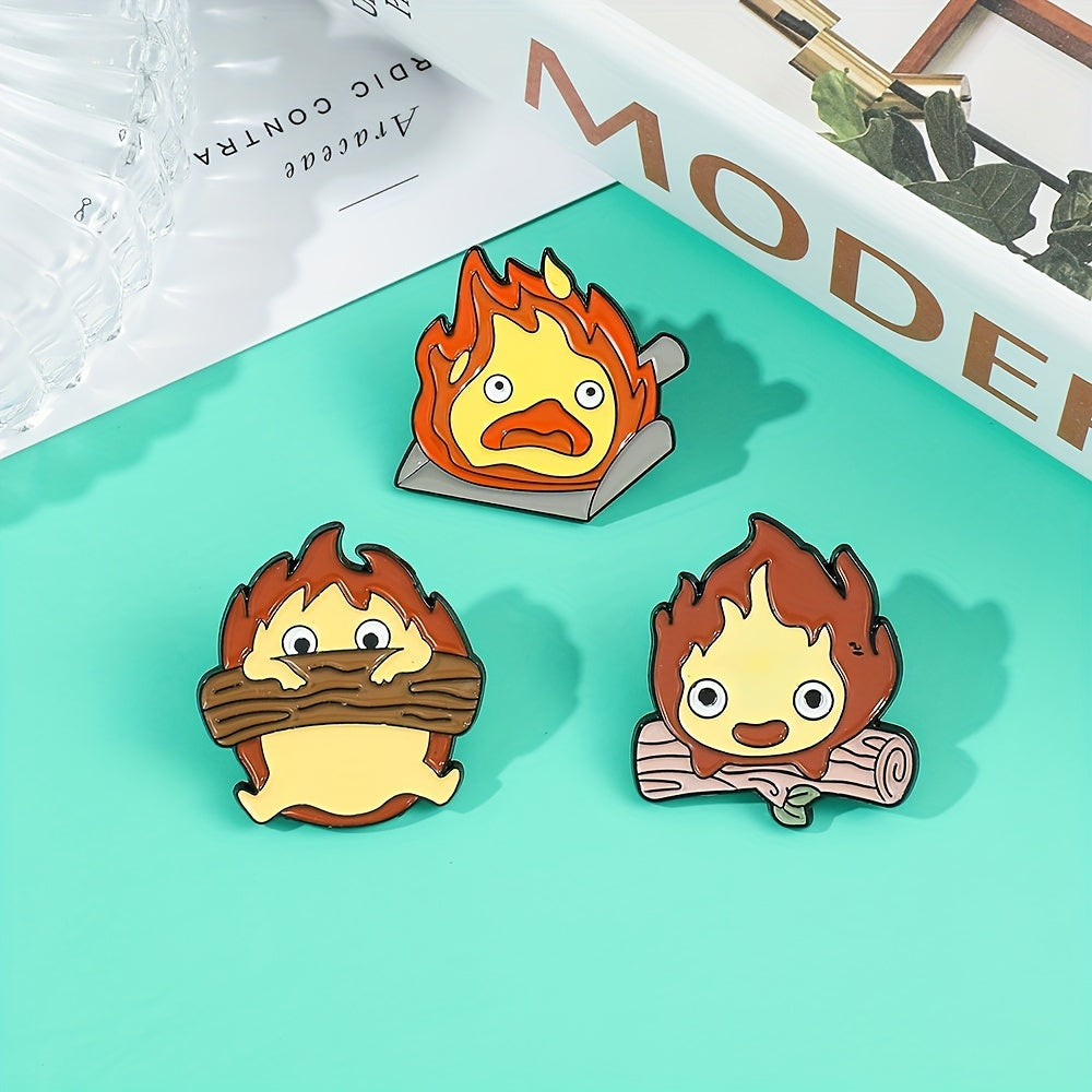 Cartoon Flame Enamel Pin for Backpacks and Clothes - Holiday Gift for Kids