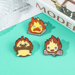 Cartoon Flame Enamel Pin for Backpacks and Clothes - Holiday Gift for Kids