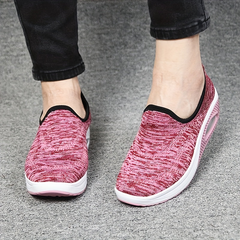 Women's Mesh Slip-On Walking Shoes Air-Cushioned Breathable Sneakers