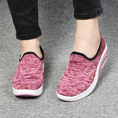 Women's Mesh Slip-On Walking Shoes Air-Cushioned Breathable Sneakers