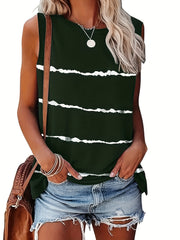 Striped Tank Top Sleeveless Casual Top For Spring & Summer