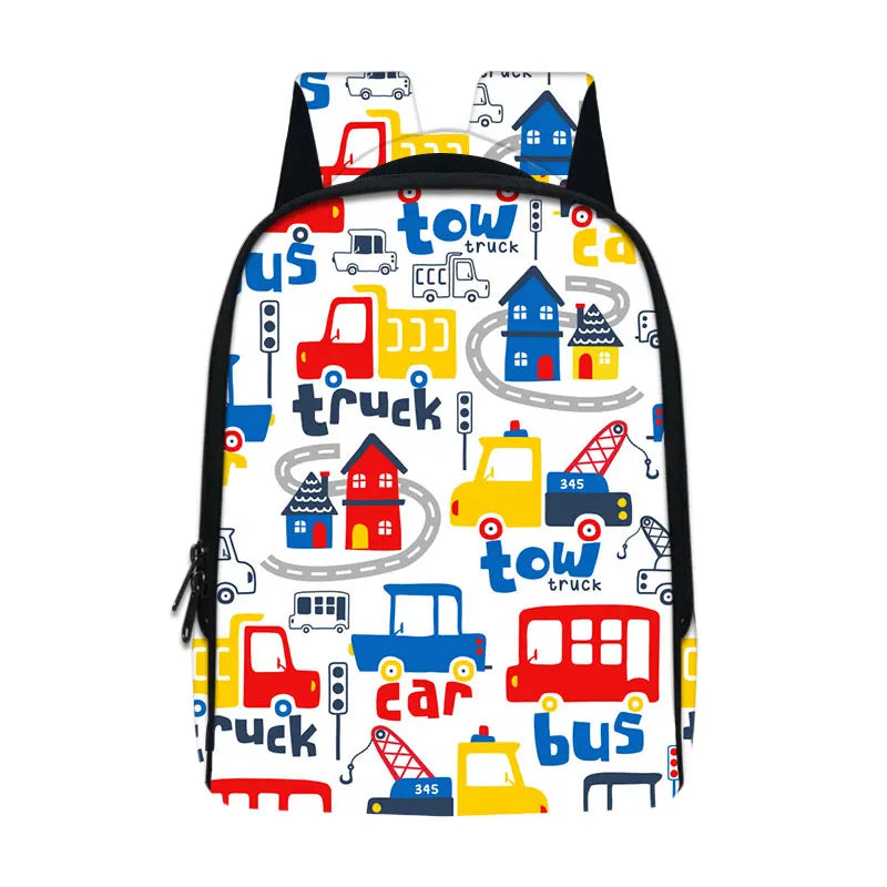 12 Inch Cartoon Engineering Vehicle Backpack for Kids