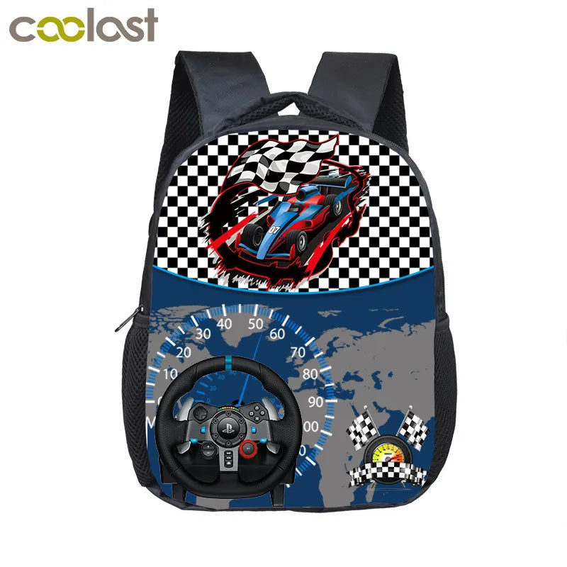 12 Inch Racing Car Toddler Backpack Kids School Bag Kindergarten