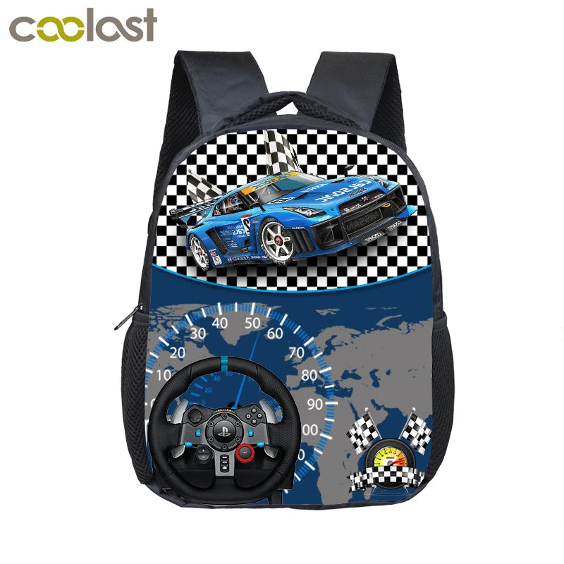 12 Inch Racing Car Toddler Backpack Kids School Bag Kindergarten