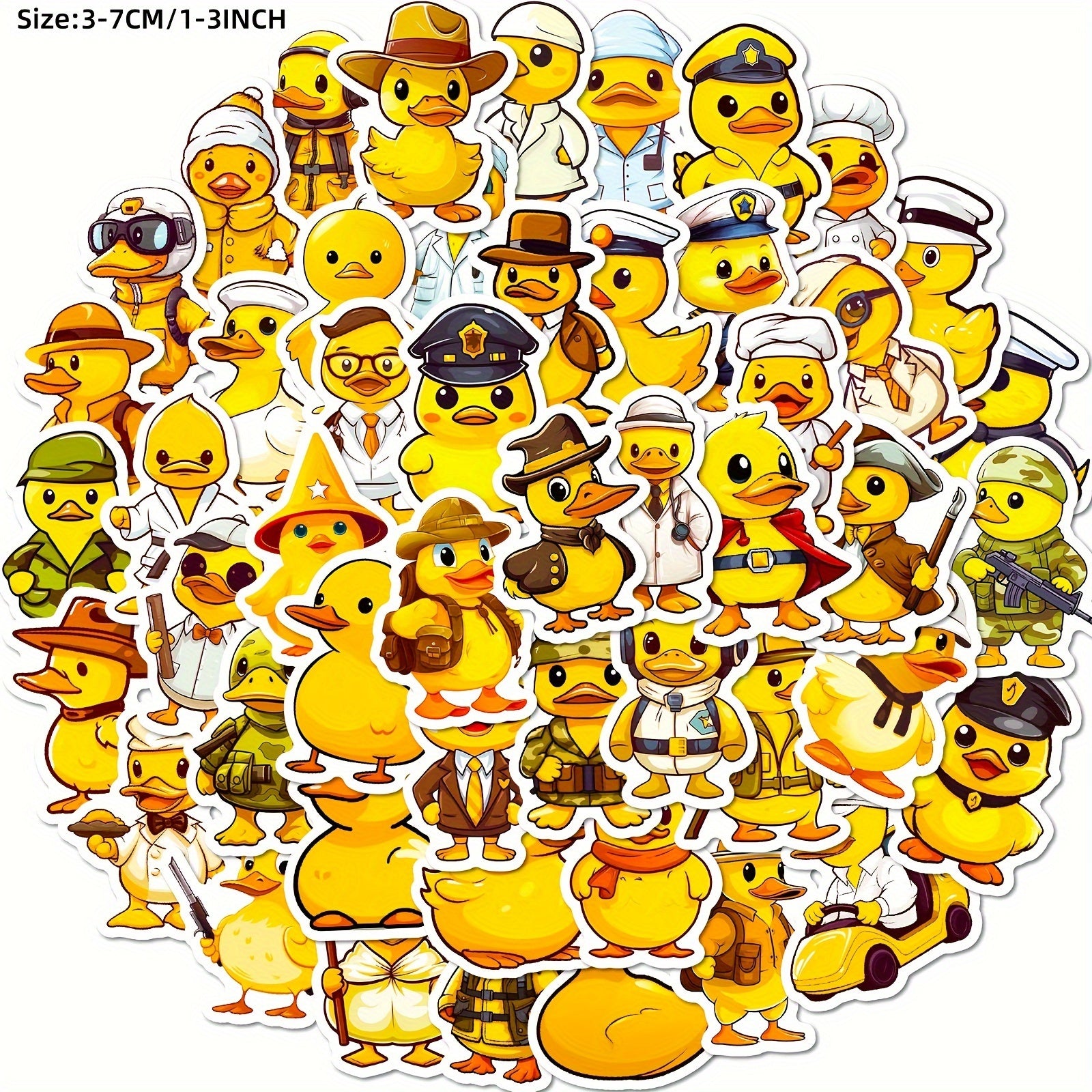 50pcs Little Yellow Duck Stickers for Laptops Helmets Water Cups DIY Deco