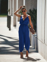 Leaves Print Split Jumpsuit Women's Clothing