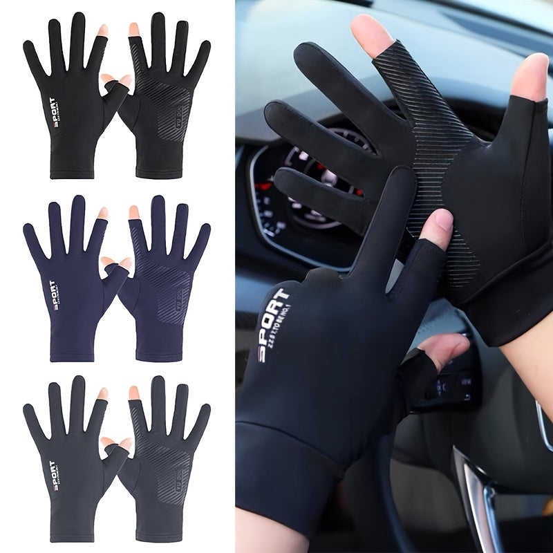 Breathable Ice Silk Cycling Gloves Anti Slip Anti UV Touch Screen