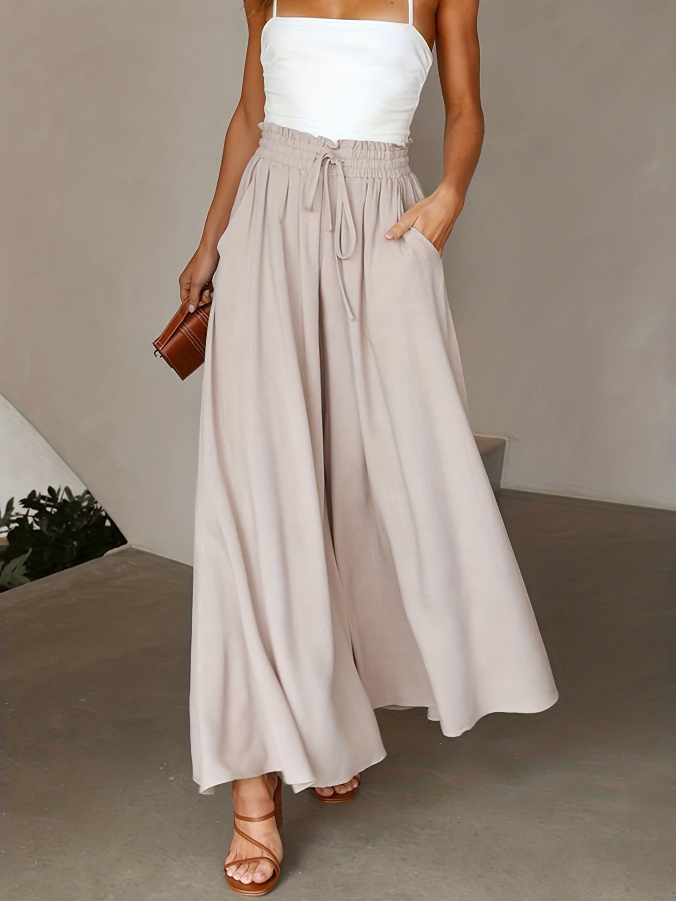Ruched High Waist Loose Drawstring Pants