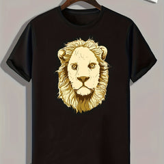 Lion Pattern Print Men's Sports T-shirt - Outdoor Clothing For Fitness