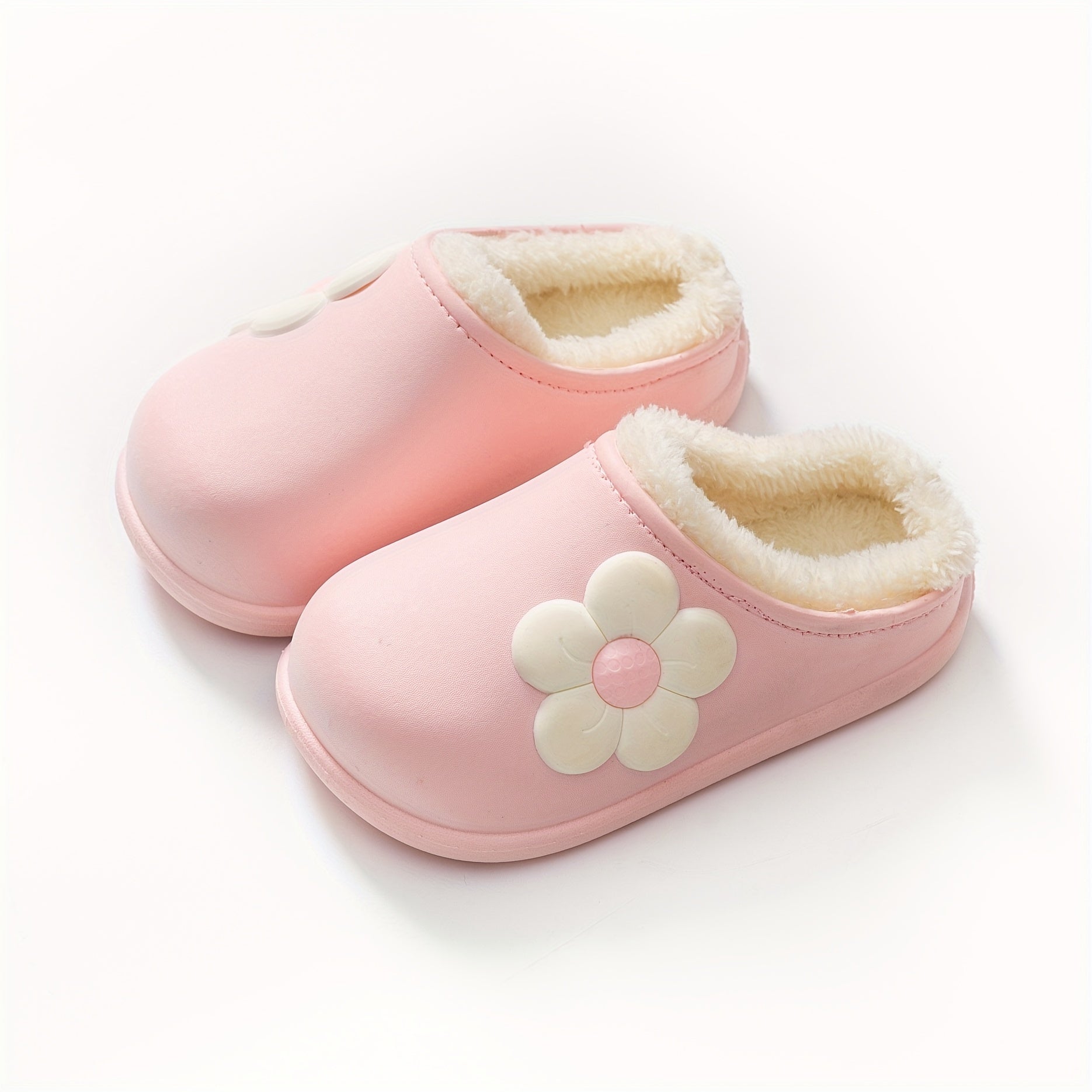 Flower Furry House Shoes for Girls Non-Slip Soft Bottom Walking Shoes