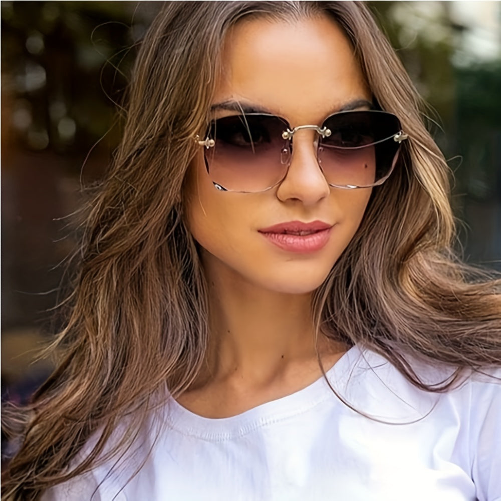 Square Rimless Sunglasses Gradient Glasses UV400