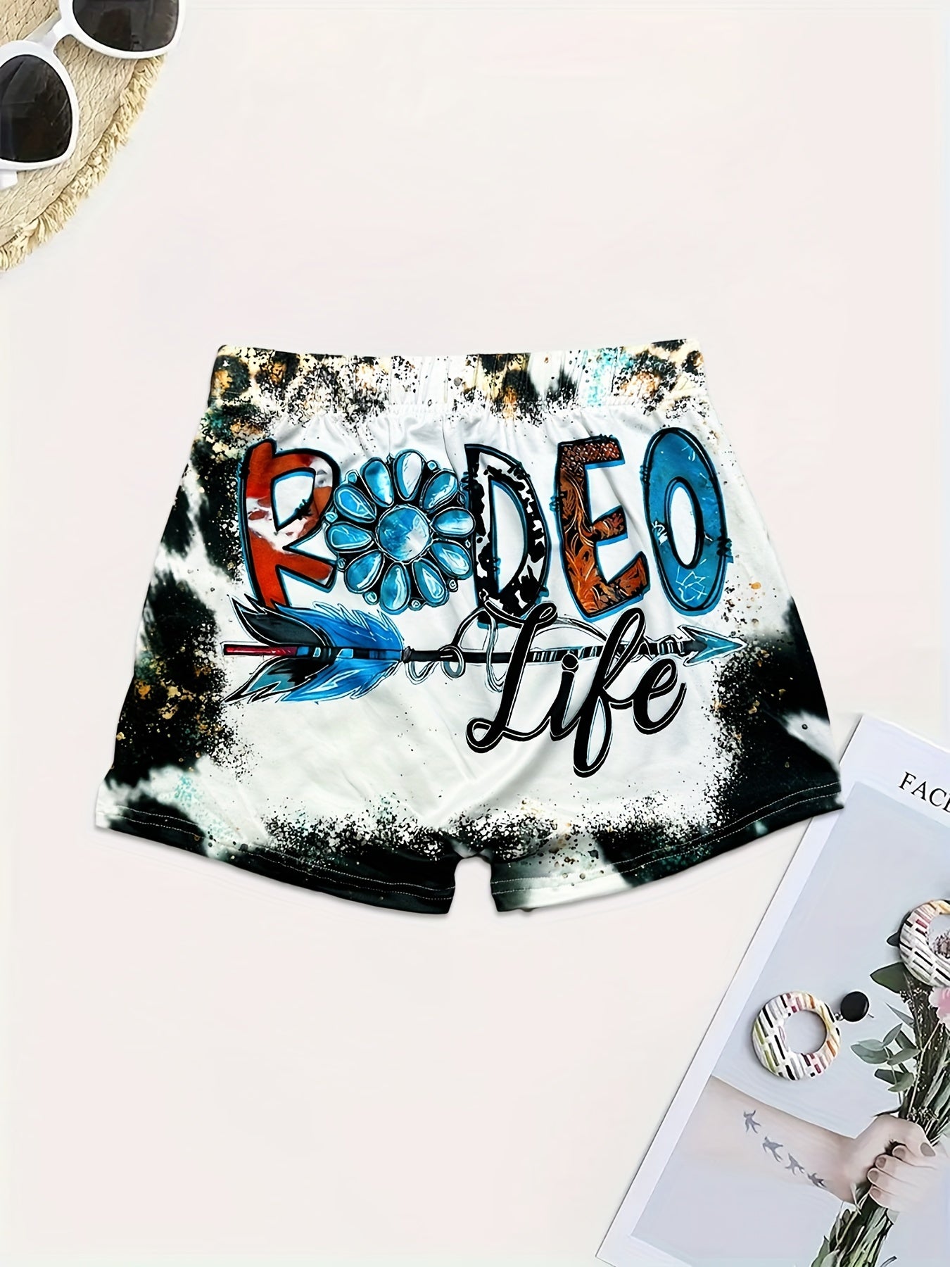Rodeo Life Print Skinny Shorts for Women