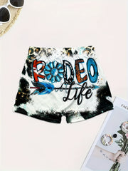 Rodeo Life Print Skinny Shorts for Women
