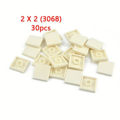 30pcs Building Blocks Set Flat Tiles Durable ABS Material Young Builders