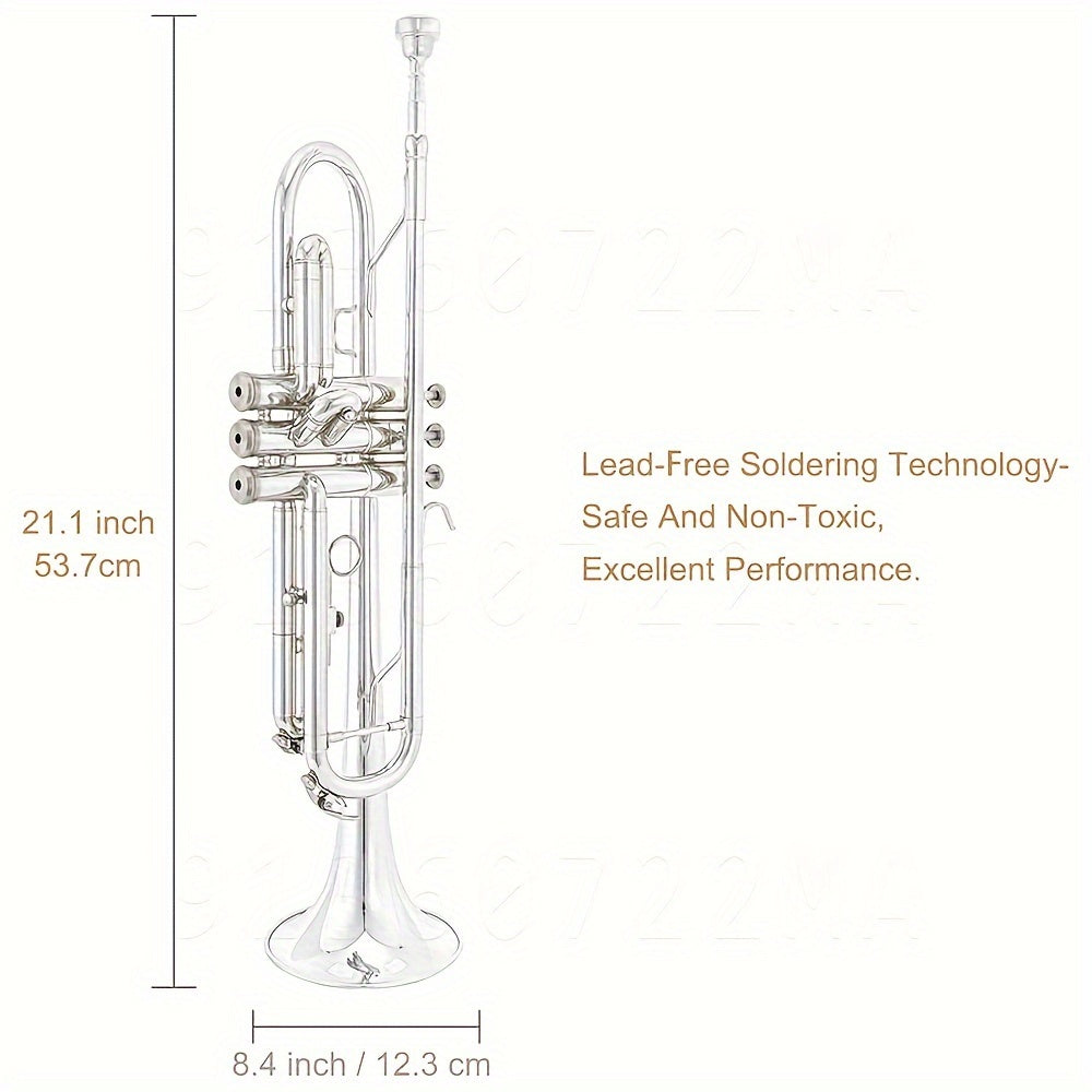 Professional Silver Trumpet B flat Brass Nickel Tube Body Playing Trumpet