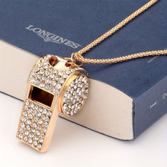 Self Defense Whistle Keychain With Rhinestone Inlaid