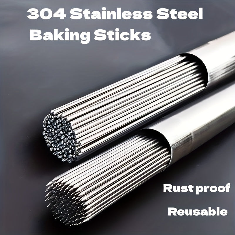 50pcs Stainless Steel BBQ Skewers High Temp Resistant Easy to Clean