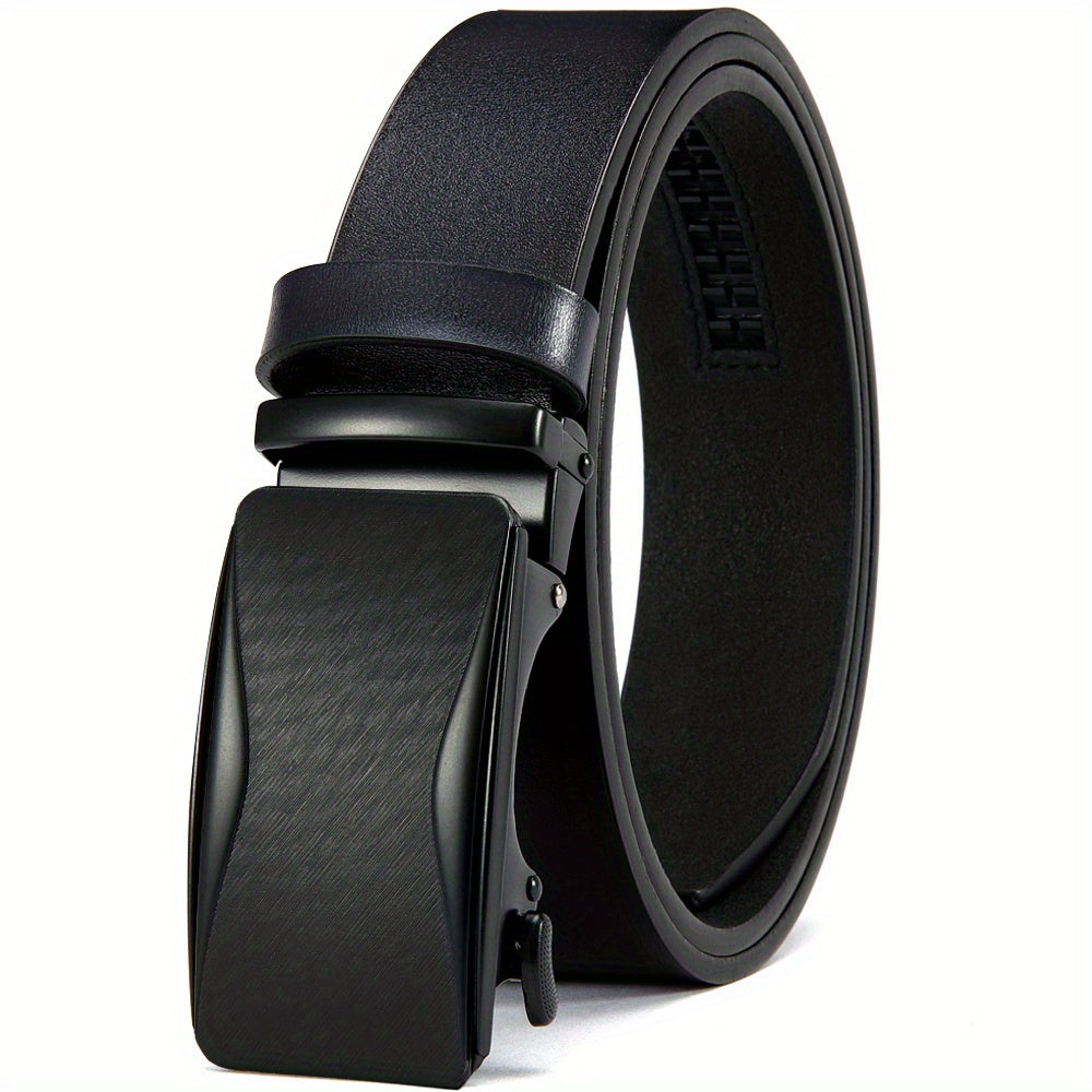 Men's Leather Ratchet Belt Automatic Buckle For Casual Jeans