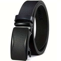 Men's Leather Ratchet Belt Automatic Buckle For Casual Jeans
