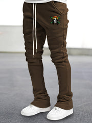 Skull Pattern Flared Trousers Men's Street Style Joggers