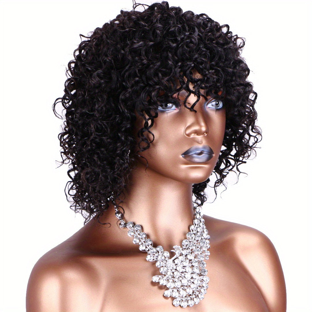 4 Cm Glueless Virgin Brazilian Bob Short Egg Curls Bouncy Curly Human Hair Wigs