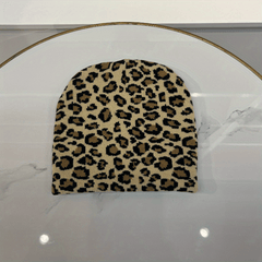 Leopard Jacquard Ear Protection Sport Knit Beanie Hat