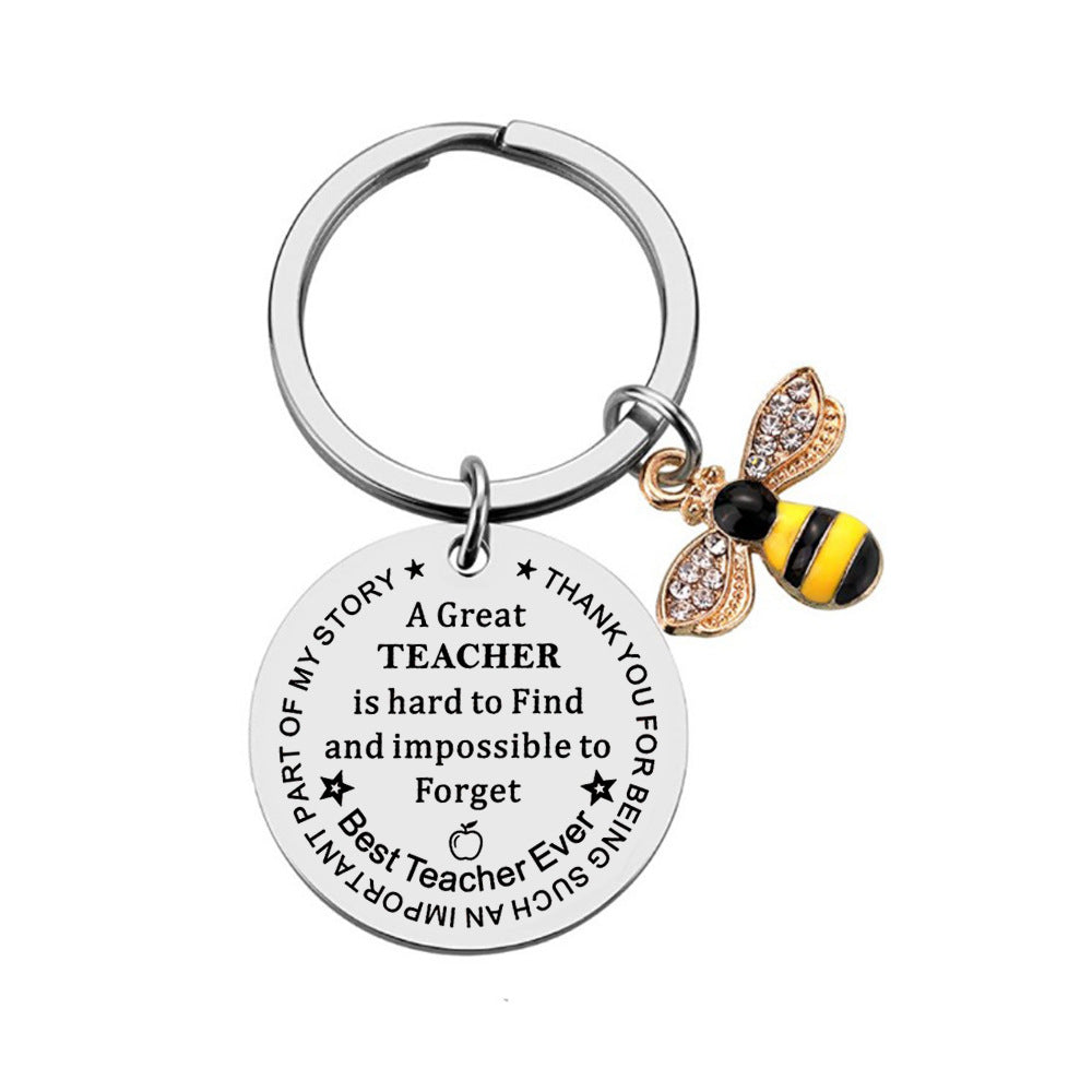 Teacher's Keychain Great Teacher Small Bee Stainless Steel Gift Christmas