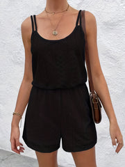 Sleeveless Eyelet Romper Jumpsuit Women's Clothing