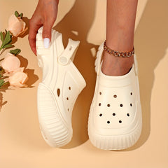 Women's Hollow Out Slip On Sandals Round Toe Solid Slides