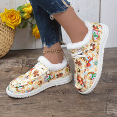 Christmas Plush Lined Loafers Shoes for Fall Winter