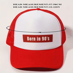 Born In 90s Trucker Hat Red Baseball Cap Adjustable Mesh Sunshade Dad Hat