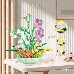 Self Assembling Building Blocks Fragrant Spring Potted Flower Bouquet