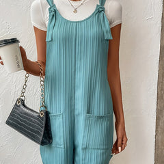 Solid Patched Pockets Overall Jumpsuit for Spring & Summer