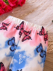 Girls' Butterfly Print Flared Pants Spring Summer Fall