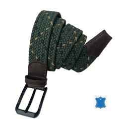 Elastic Army Green Square Plaited Belt Men's Canvas Woven Belt