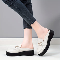 Women's Metal Decor Loafers Slip On Shoes