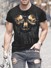 Skull 3d Pattern Print Men's Short Sleeve Comfy T-shirt Graphic Tee