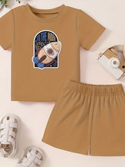 Toddler Kid Bottoming Set Short Sleeve T shirt & Matching Shorts
