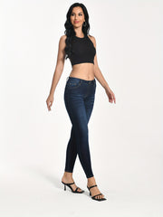 Whiskering High Stretch Skinny Jeans - Denim Pants
