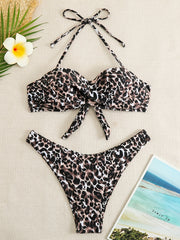 Leopard Print 2 Piece Bikini Set Sexy Swimsuit
