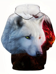 Wolf Graphic Hoodie Comfy Loose Pullover Men's Clothing