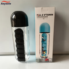 Aeyeele 600ml Water Bottle with Pill Box