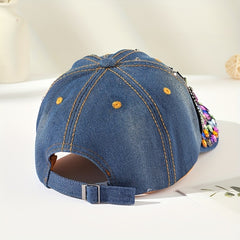 Rhinestone QUEEN Patch Baseball Cap Y2K Denim Sports Hat