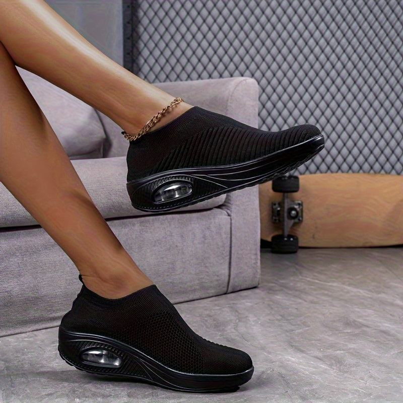 Women's Air Cushion Platform Sneakers Slip-on Walking Shoes