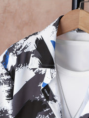 Boys Graffiti Print Button Down Short Sleeve Shorts