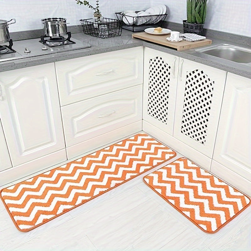 Microfiber Chevron Non Slip Bathroom Carpet Set