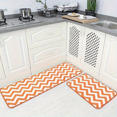 Microfiber Chevron Non Slip Bathroom Carpet Set