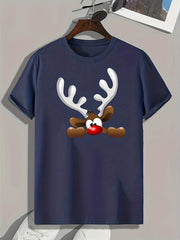 Deer Print Men's Graphic T-shirt for Summer